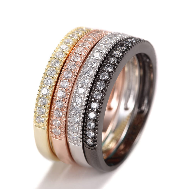 Channel set crystals Stackable Rings
