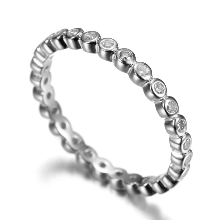 Bezel set Crystal Stackable Ring