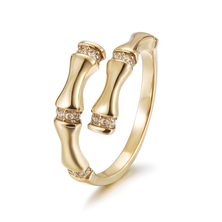 Bamboo Wrap Ring With Crystal Details