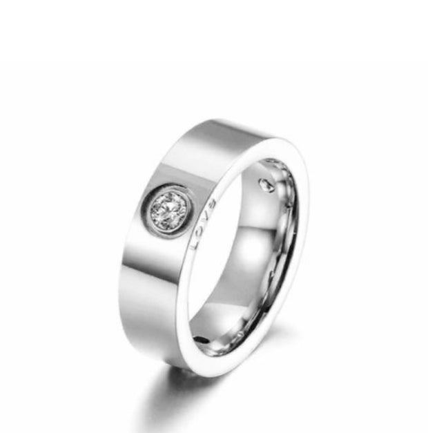 Love Ring with Crystal Center