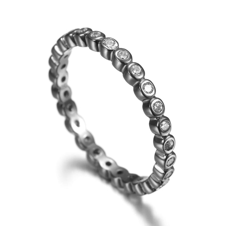 Bezel set Crystal Stackable Ring