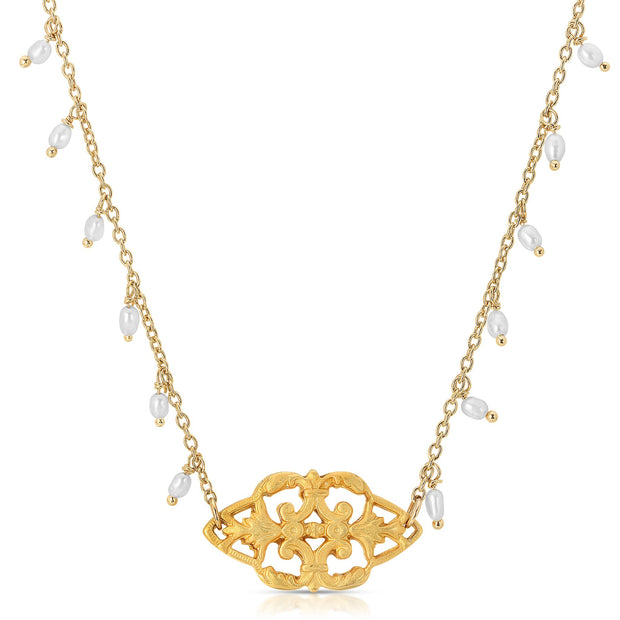 Annie 22kt Gold Vermeil Necklace With Rice Pearls