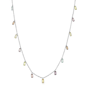 Joan Crawford -Magnetic Clasp, Sterling Silver Chain with Colored Swarovski Crystals
