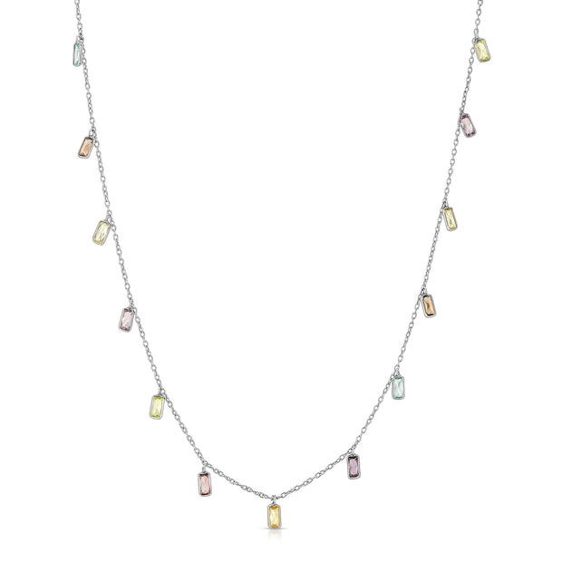 Joan Crawford -Magnetic Clasp, Sterling Silver Chain with Colored Crystals