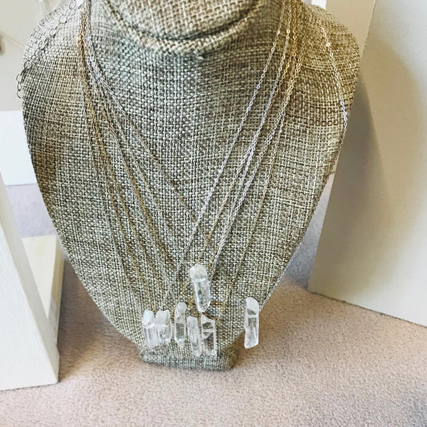 Clear Quartz Necklace on gold fill chain