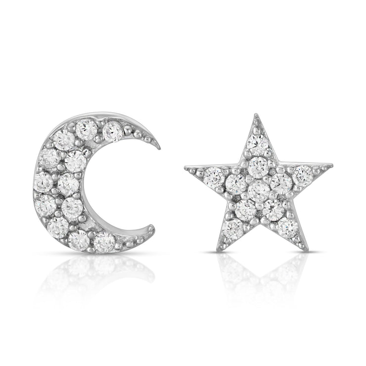 To the Moon & Back Stud Earring - Silver Dainty