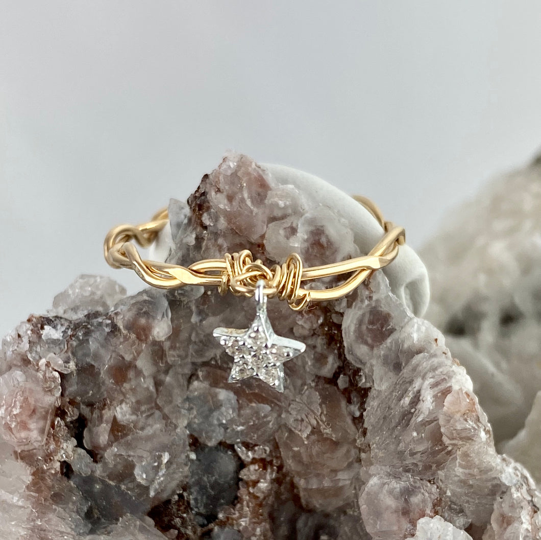 Custom Wire Wrap Ring - Goldr Band with Silver Star