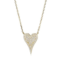 Load image into Gallery viewer, Pointed Heart Necklace Reversible Necklace one side is Swarovski Crystals or Shiny