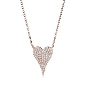Pointed Heart Necklace Reversible Necklace one side is Swarovski Crystals or Shiny