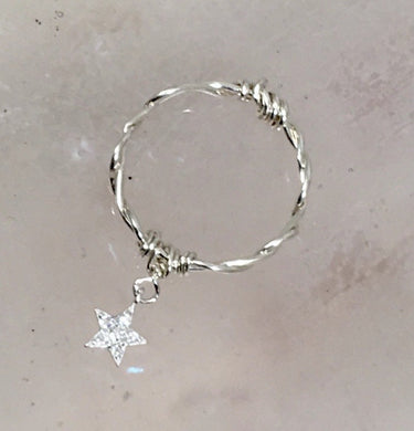 Custom Wire Wrap Ring - Silver Band with Silver Star