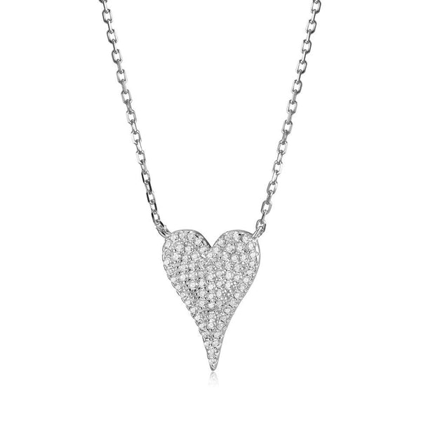 Pointed Heart Necklace Reversible Necklace one side is Crystals or Shiny